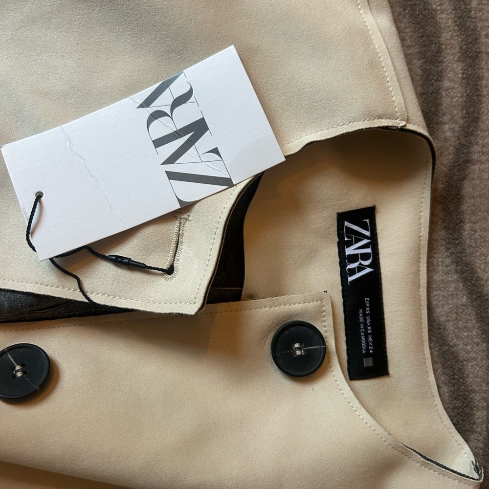 NWT Zara Cream Jacket with Black Buttons